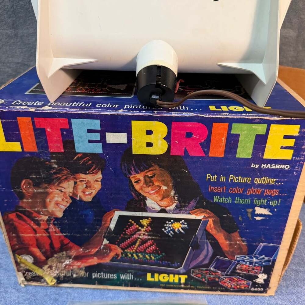 Hasbro Lite Brite Toy Console 1967 Vintage With Original Box 5455